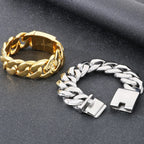 Classic 24MM Width Curb Cuban Link Chain Men Bracelet for Man Matte Brushed Stainless Steel Men's Bracelets Massive
