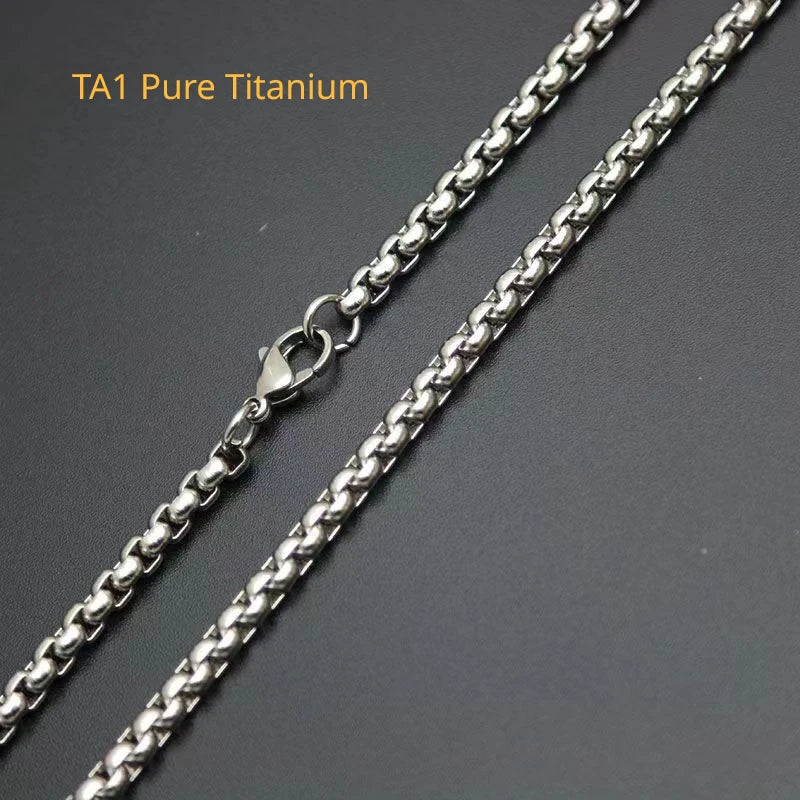 New 3mm TA1 Pure Titanium Square Rolo Box Chain Necklace for Men Women Durable Anti-allergy Titanium Link Chain Necklace