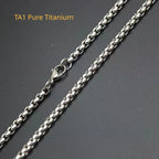 New 3mm TA1 Pure Titanium Square Rolo Box Chain Necklace for Men Women Durable Anti-allergy Titanium Link Chain Necklace