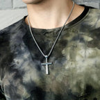 Cross Baseball Pendant Necklace Stainless Steel