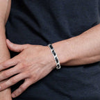 Cuban Black Leather Chain Bracelet — Stainless Steel