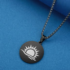 Viking Calendar Rune Medallion Pendant Necklace — Stainless Steel