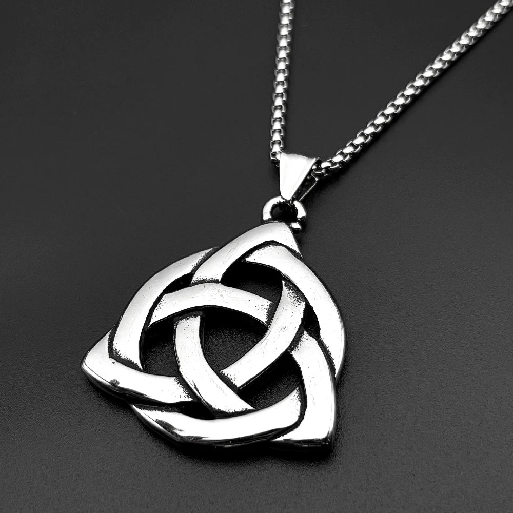 Hollow Trinity Knot Infinity Pendant Necklace — Stainless Steel