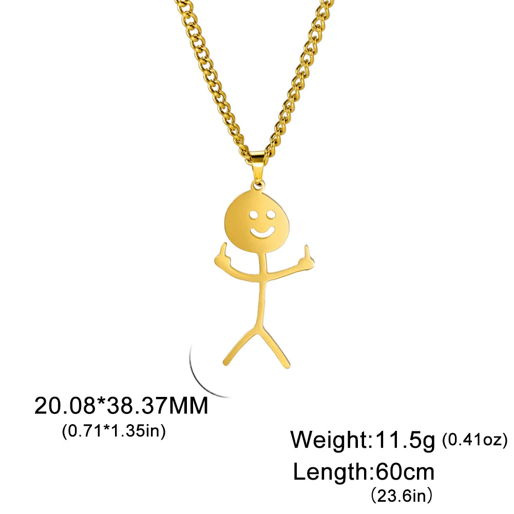 Middle Finger Pendant Necklace — Stainless Steel