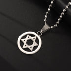 Hamsa Hands of Fatima Hebrew Pendant Stainless Steel Jerusalem Star of David Necklace Women's Jewish Jewelry