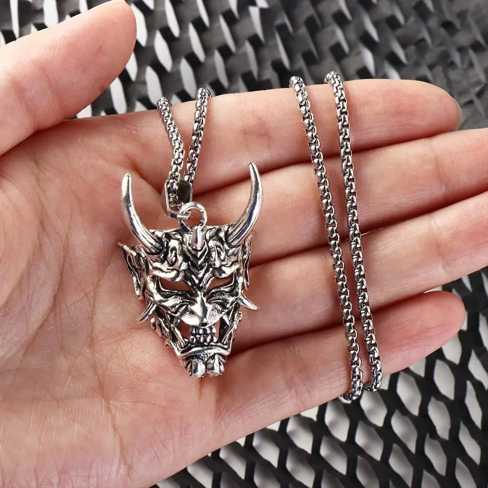 Street Retro Cool Exaggerate Stainless Steel Creative Clavicle Chain Wheat Chain Ox Head Choker Man Necklace