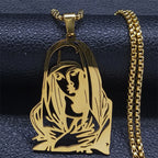 Jesus Cross & Virgin Mary Cutout Necklace — Stainless Steel