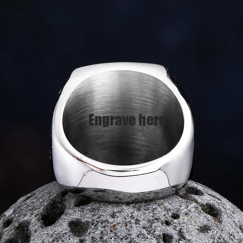 Freeshipping Fashion 2024 New 316L Stainless Steel Freemasonry Ring With Pattern For Man Biker Jewelry For Boyfriend