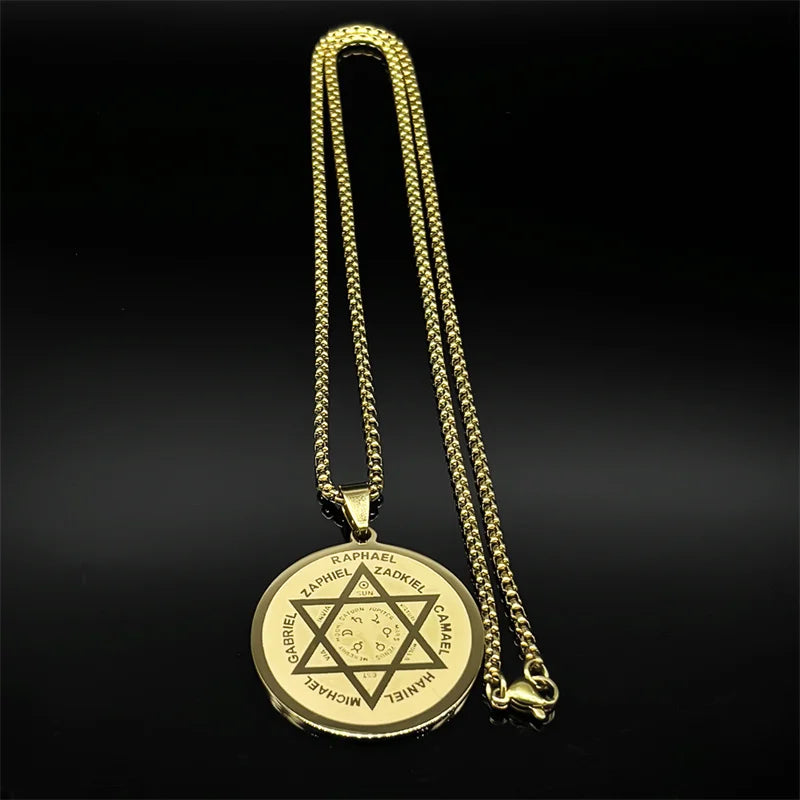 Archangel Gold Star Pendant Necklace — Stainless Steel