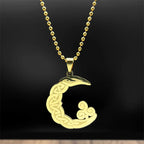 Celtic Knot Gold Pendant Vintage Crescent Moon