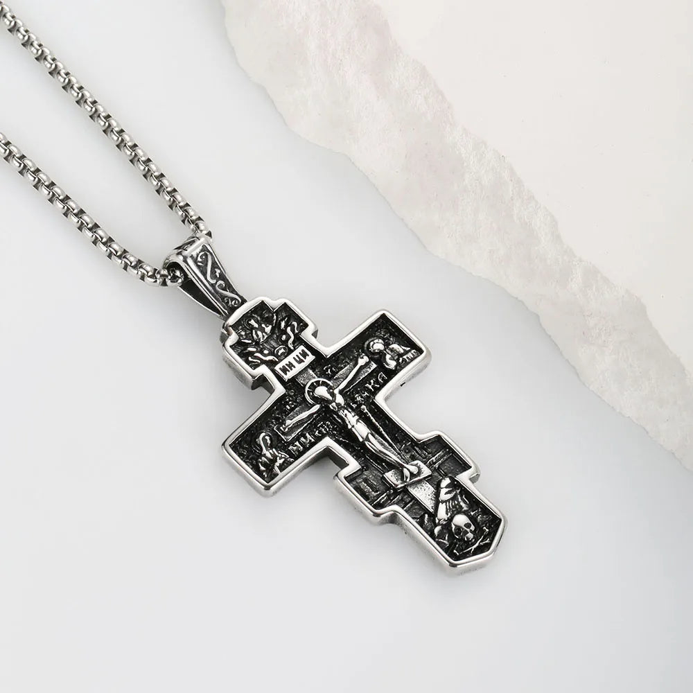 Orthodox Jesus Stations of the Cross Necklace — Stainless Steel