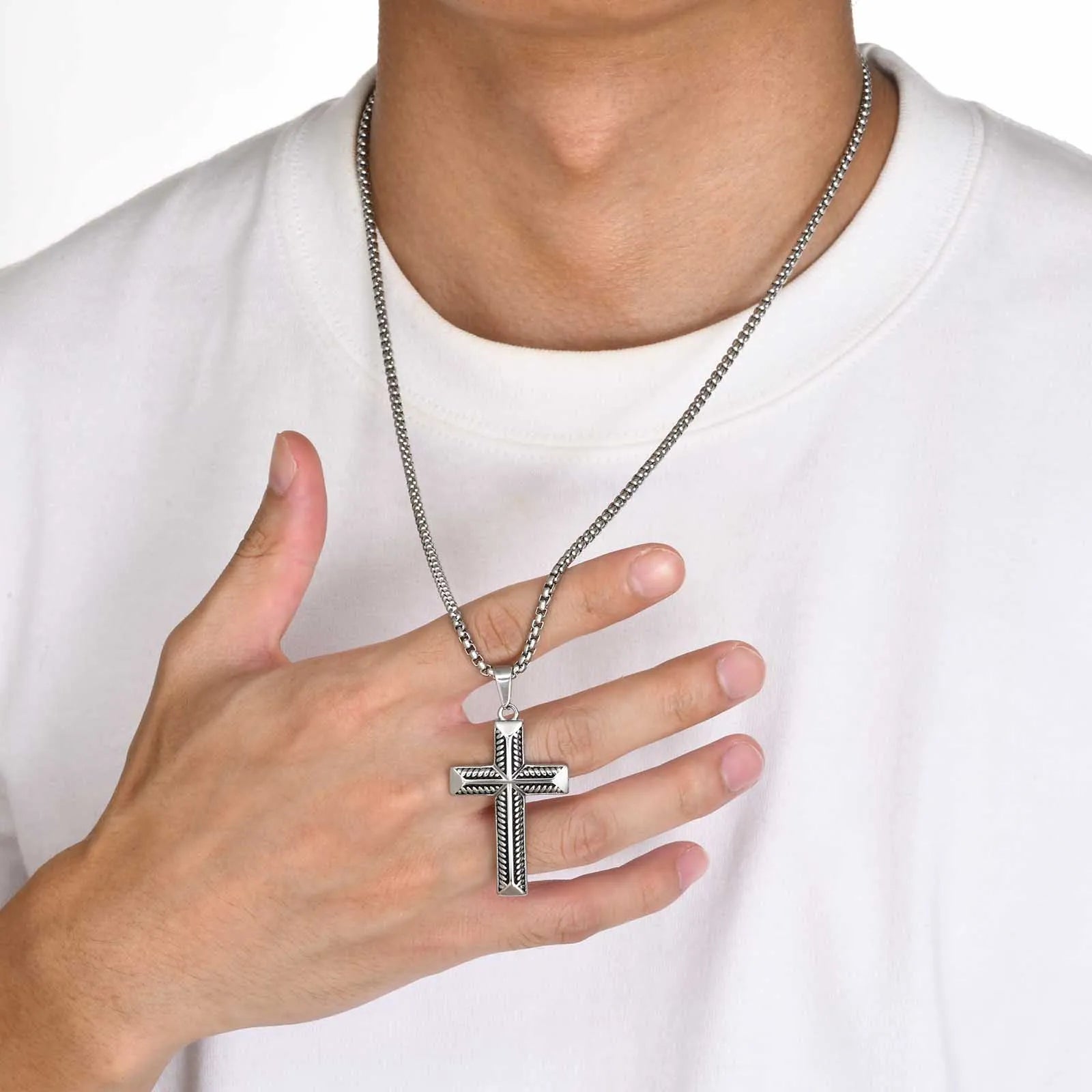 Cross Pendant Necklace — Stainless Steel