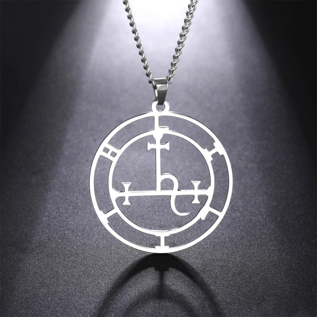 EUEAVAN Mythical Goddess Sigil of Lilith Necklaces Stainless Steel Demon Seal Marbas Pendant Necklace Solomon Amulet Jewelry