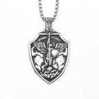 Archangel Michael Shield Pendant — Stainless Steel