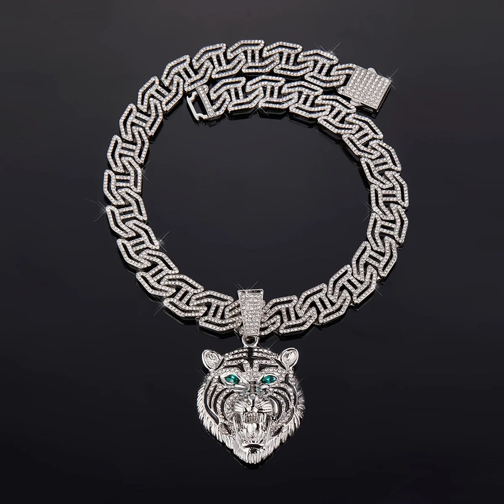 Hip Hop Animal Roaring Lion Head Pendant Necklace For  Women Necklaces Man Fashion Jewelry Accessories