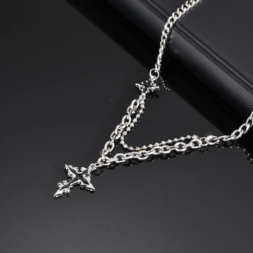Gothic Black Cross Black Pendant Necklace