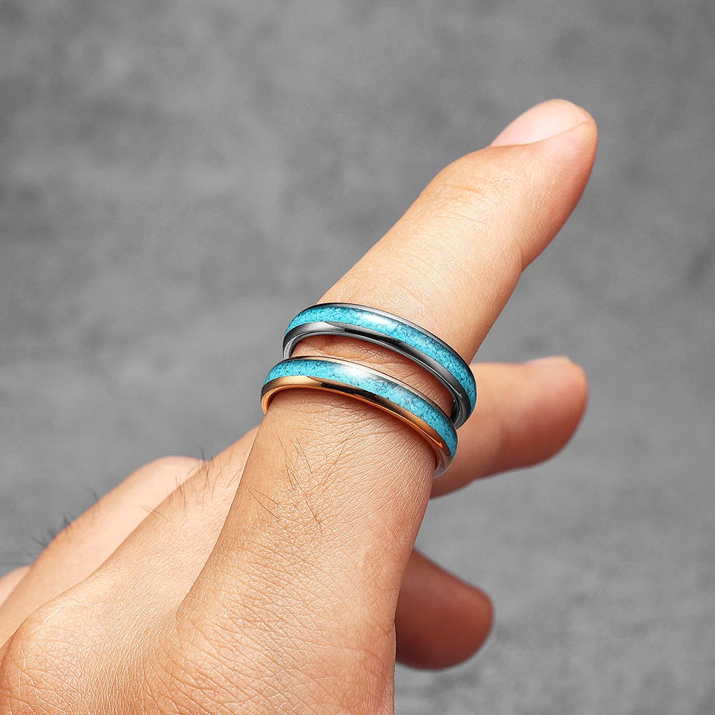Turquoise Tungsten Ring — Stainless Steel