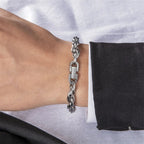 Classic Stainless Steel Cuban Chain Bracelet Fashion Men's Street Hip Hop Punk Titanium Steel Bracelet Fashion Men's Jewelry Gif