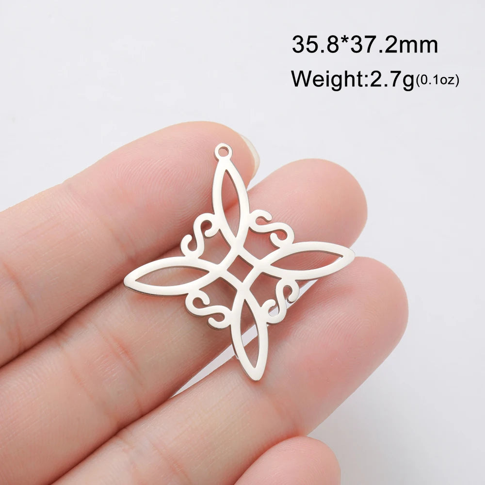 Trinity Witch Knot Charm Pendant — Steel