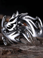 Dragon Steel Ring Korean Style Patterned
