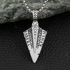 Viking Rune Arrowhead Pendant Necklace — Steel
