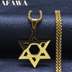 Magen David Star Long Necklace — Steel