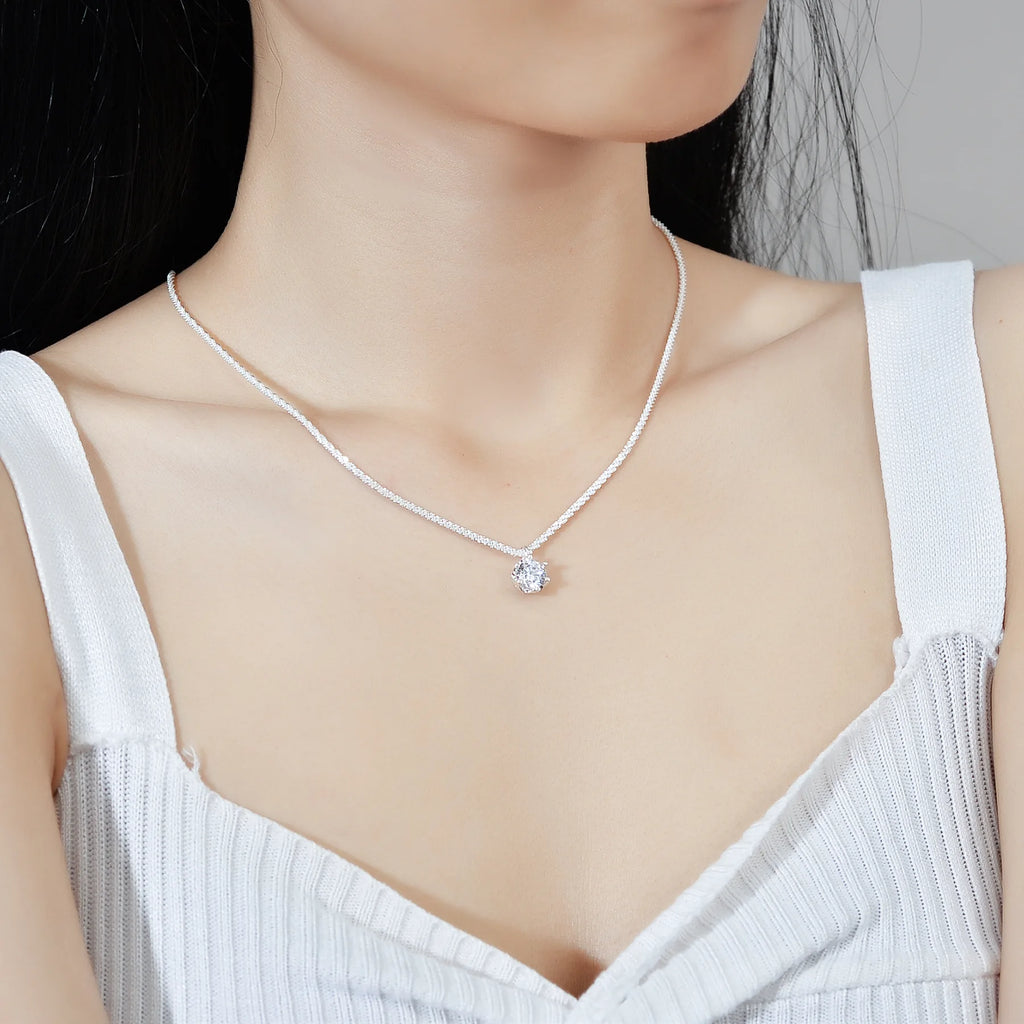 18K Real Platinum PT950 Moissanite Necklace Sparkling Vegetable Chain Light Luxury Light Luxury D Color VVS1 Diamond