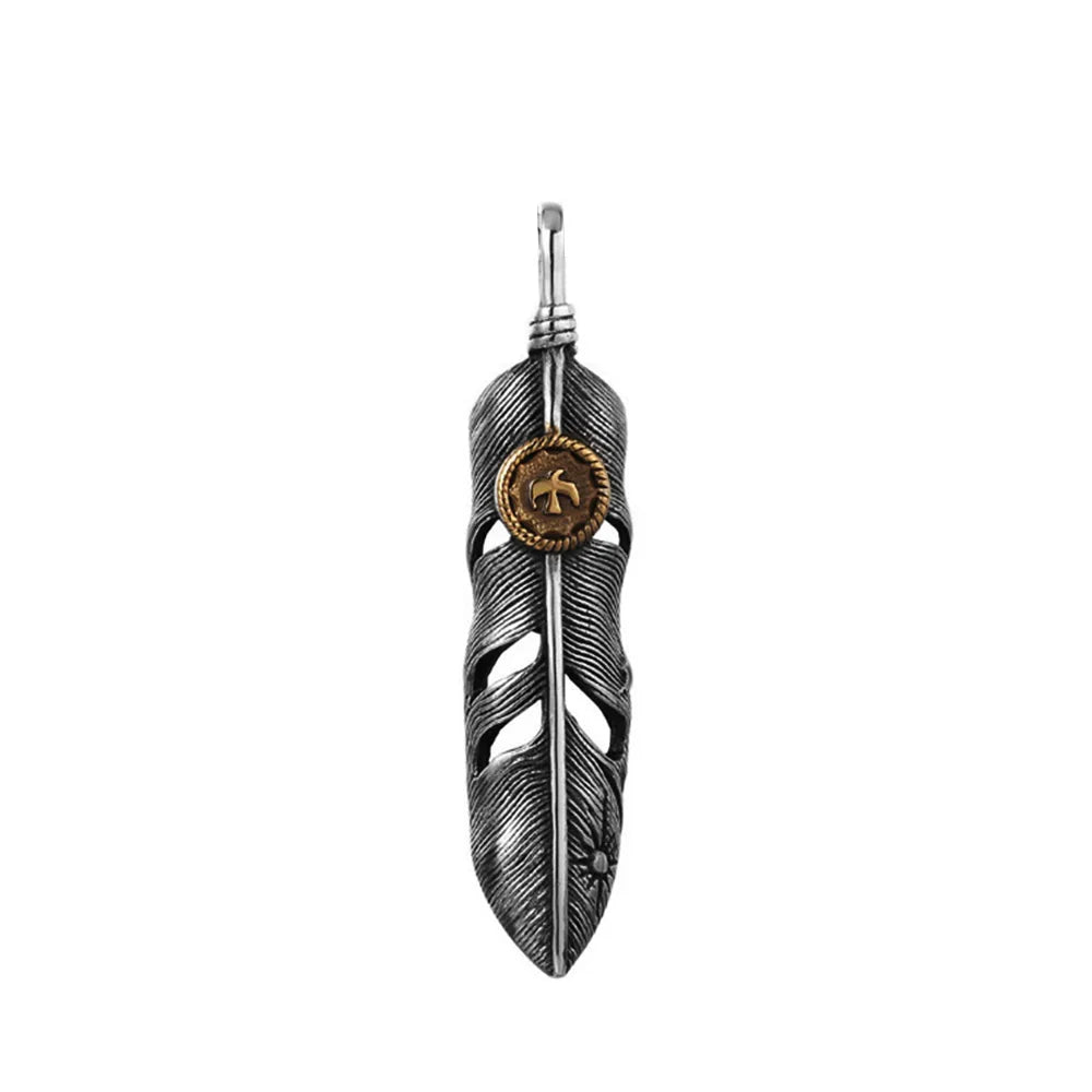 Vintage Stainless goro feather Necklace Men Women Punk Hip Hop Biker goro Pendant Chain Fashion Jewelry Gift