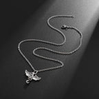 Cat Wings Animal Pendant Necklace — Silver
