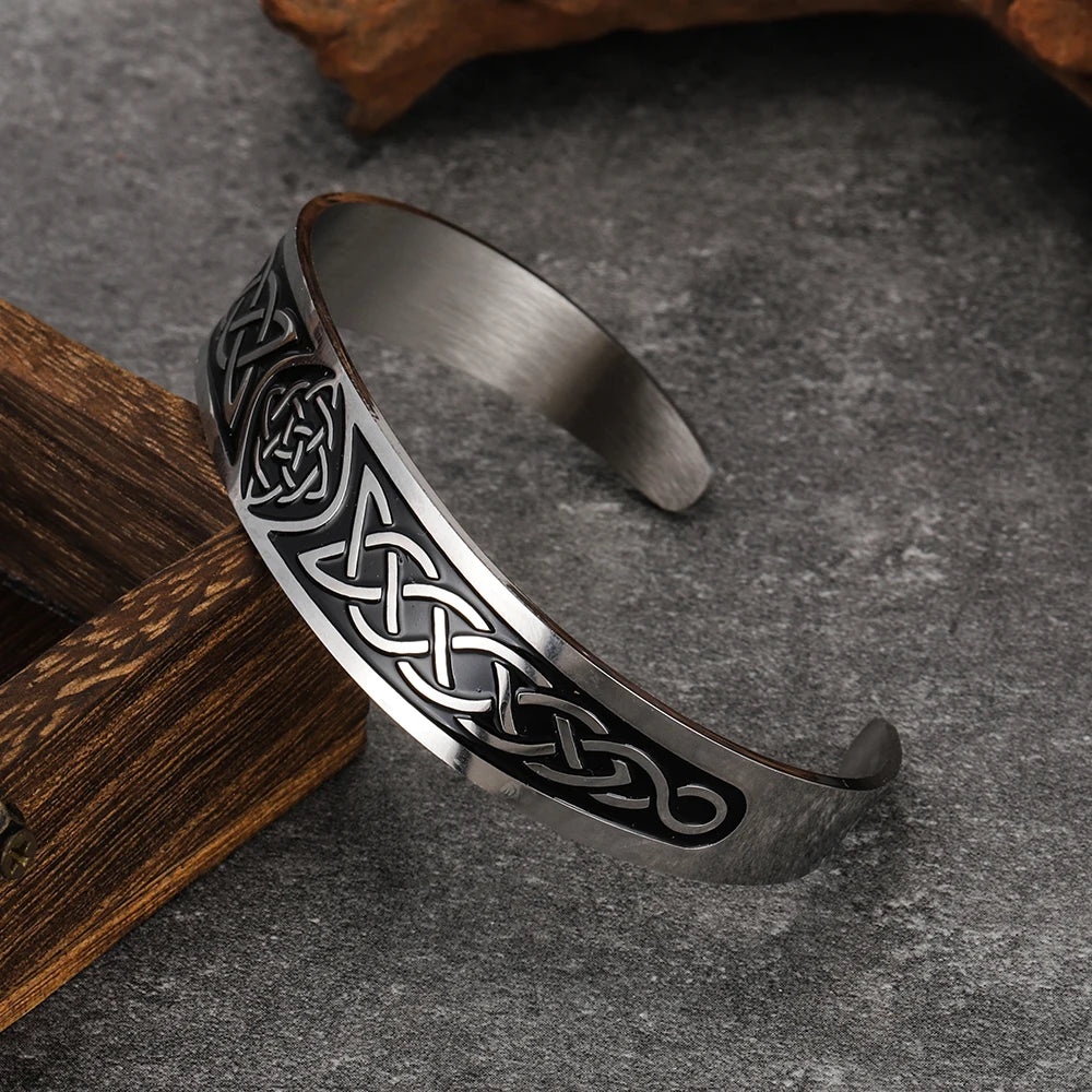 Viking Rune Open Bracelet — Stainless Steel