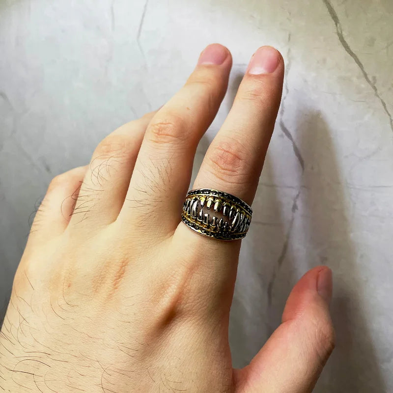 Retro Devil Teeth Denture Ring For Men Punk Gothic Rock Hiphop Open Ring Designer Jewelry Biker Accessories Unisex Gift