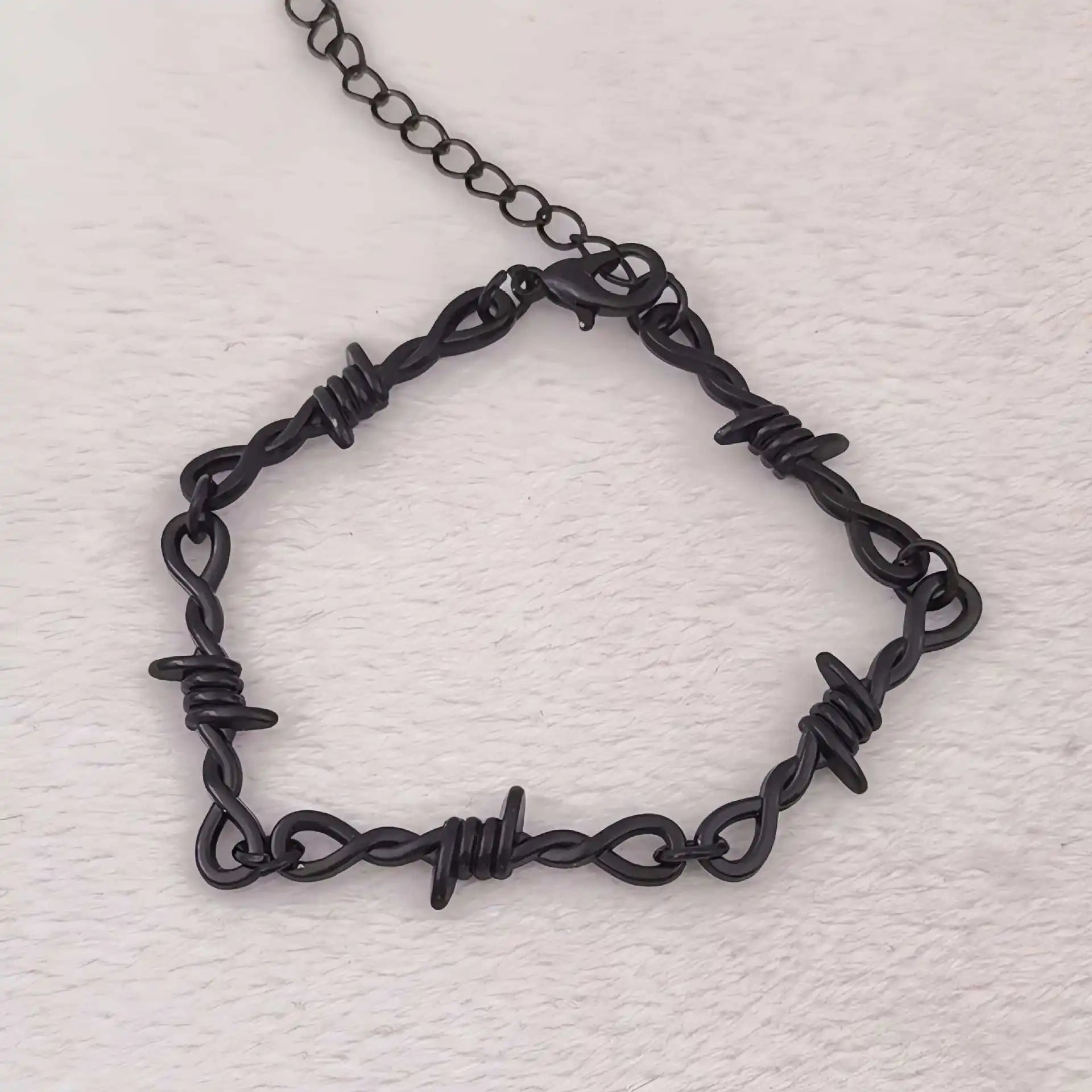 Silver Star Sword Pendant Thorn Chain Bracelet