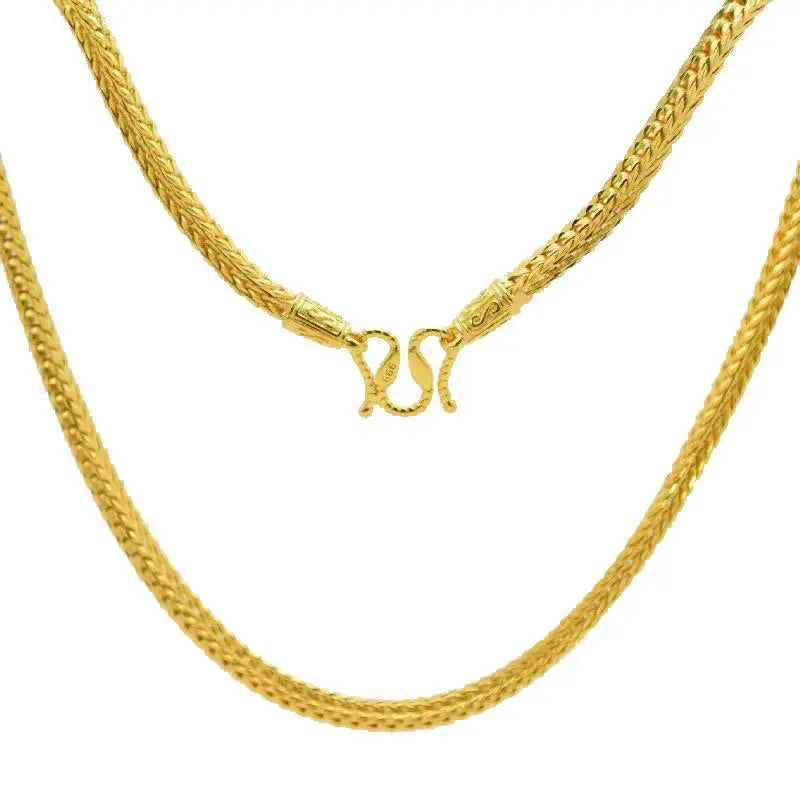 Men's 24K Gold Snake Bone Necklace, AU999 Exquisite Craftsmanship