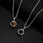 Tiger Eye Stone Pendant — Stainless Steel