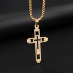 Templar Cross Round Medal Pendant Necklace — Stainless Steel