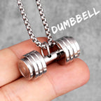 Go Fit Dumbbell Pendant Necklace — Stainless Steel