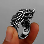 Viking Domineering Wolf Head Ring Men's Fashion Personality Creative Temperament Stainless Steel Ring Jewelry Gift