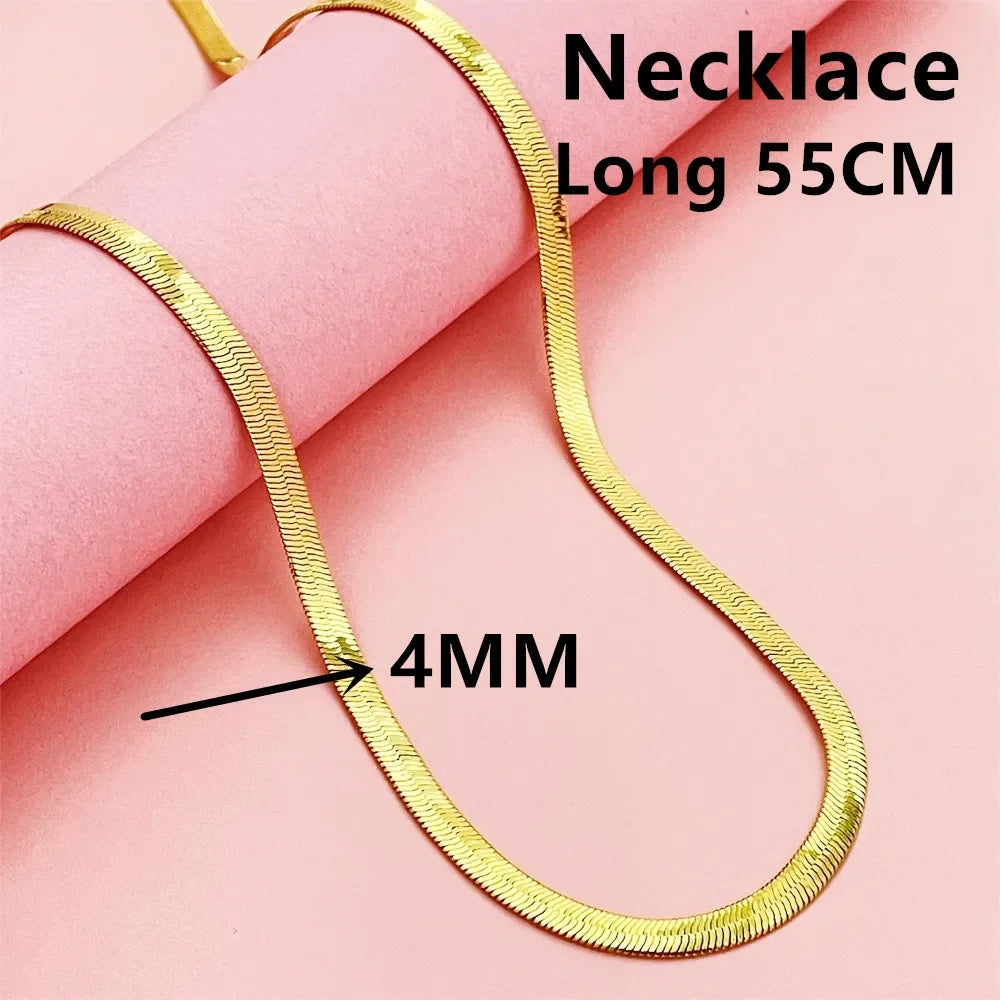 Lihong Luxury 925 Sterling Silver Gold Plated 4MM Snake Bone Necklace, Unisex Engagement Accessories Jewelry 40-60CM