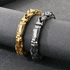 Vintage Braided Link Chain Bracelet 22cm — Stainless Steel