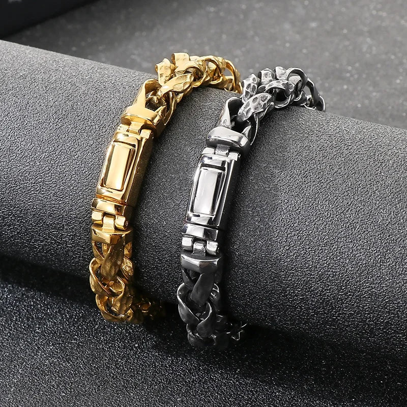 Vintage Braided Link Chain Bracelet 22cm — Stainless Steel