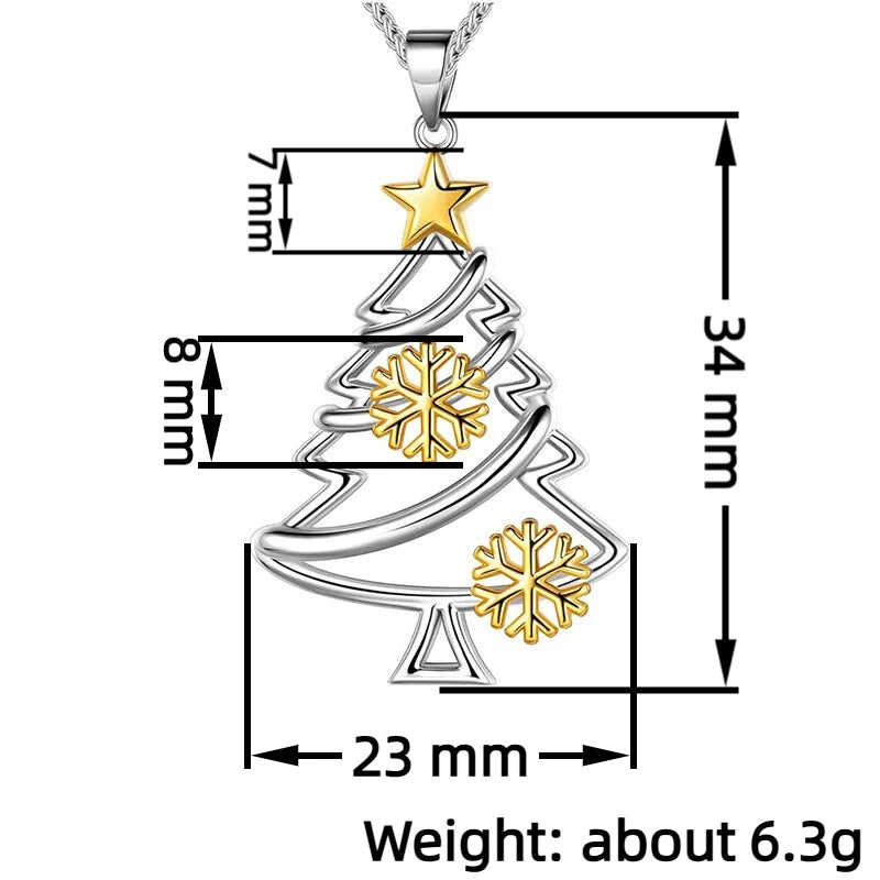 Hollow Christmas Tree Pendant Necklace, 16 Inch Chain