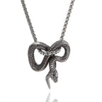 Silver Snake Pendant Necklace Stainless Steel