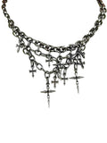Alternative Copper Skull Thorn Choker - Jewelry Accessories for Women and Men, Spiked Pendant Necklace, Bold Unisex