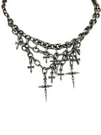 Alternative Copper Skull Thorn Choker - Jewelry Accessories for Women and Men, Spiked Pendant Necklace, Bold Unisex