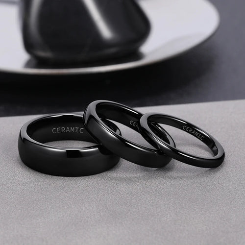 Kolmnsta 2/4/6mm Black Brushed Fashion Ceramic Ring Women Men Wedding Rings Engagement Band Female Jewelry bague Plus