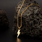 Lightning Bolt Box Chain Necklace — Stainless Steel