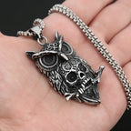 Owl Skull Pendant — Stainless Steel