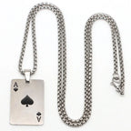 Hip Hop Statement Stainless Steel Poker Card Ace of Spades Necklace For Women Men Boys Playing Cards Chain Pendant Jewelry Gifts