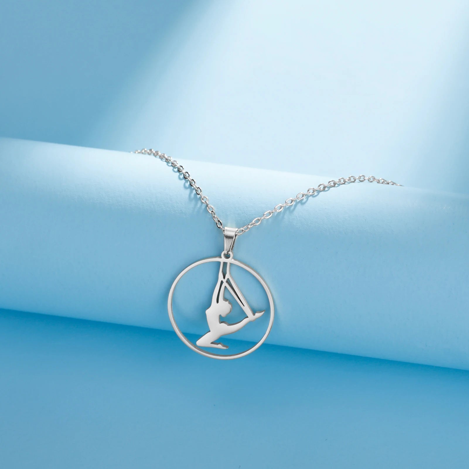 Unift Stainless Steel Sport Women Necklace Runner Rhythmic Gymnastics  Silhouette Pendant Fashion Birthday Jewelry Wholesale