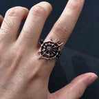 Retro The Spider Web Adjustable Open Ring For Men Punk Gothic Edgy Copper Jewelry Cosplay Holloween Accessories Unisex